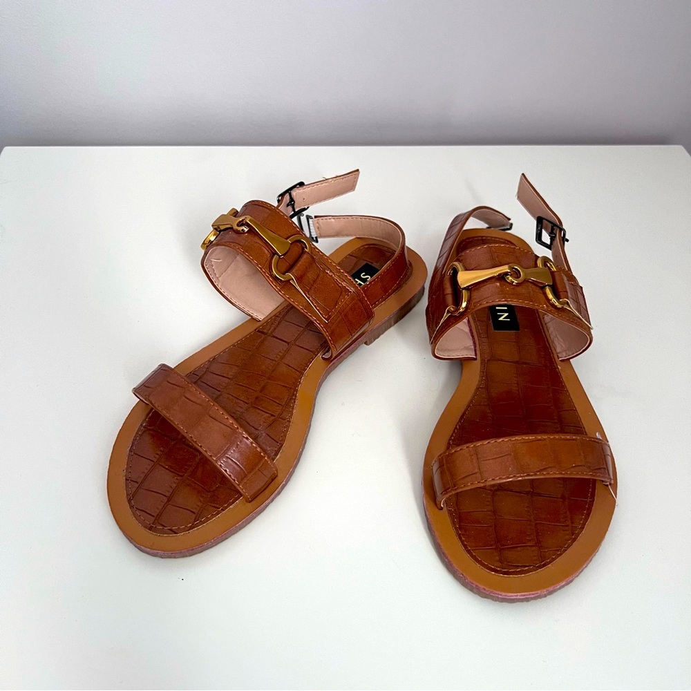 NEW Tan Horsebit Croc Sandals